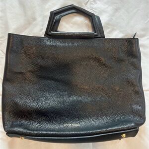 Anna Paola Black Leather Bag with Gold Detail